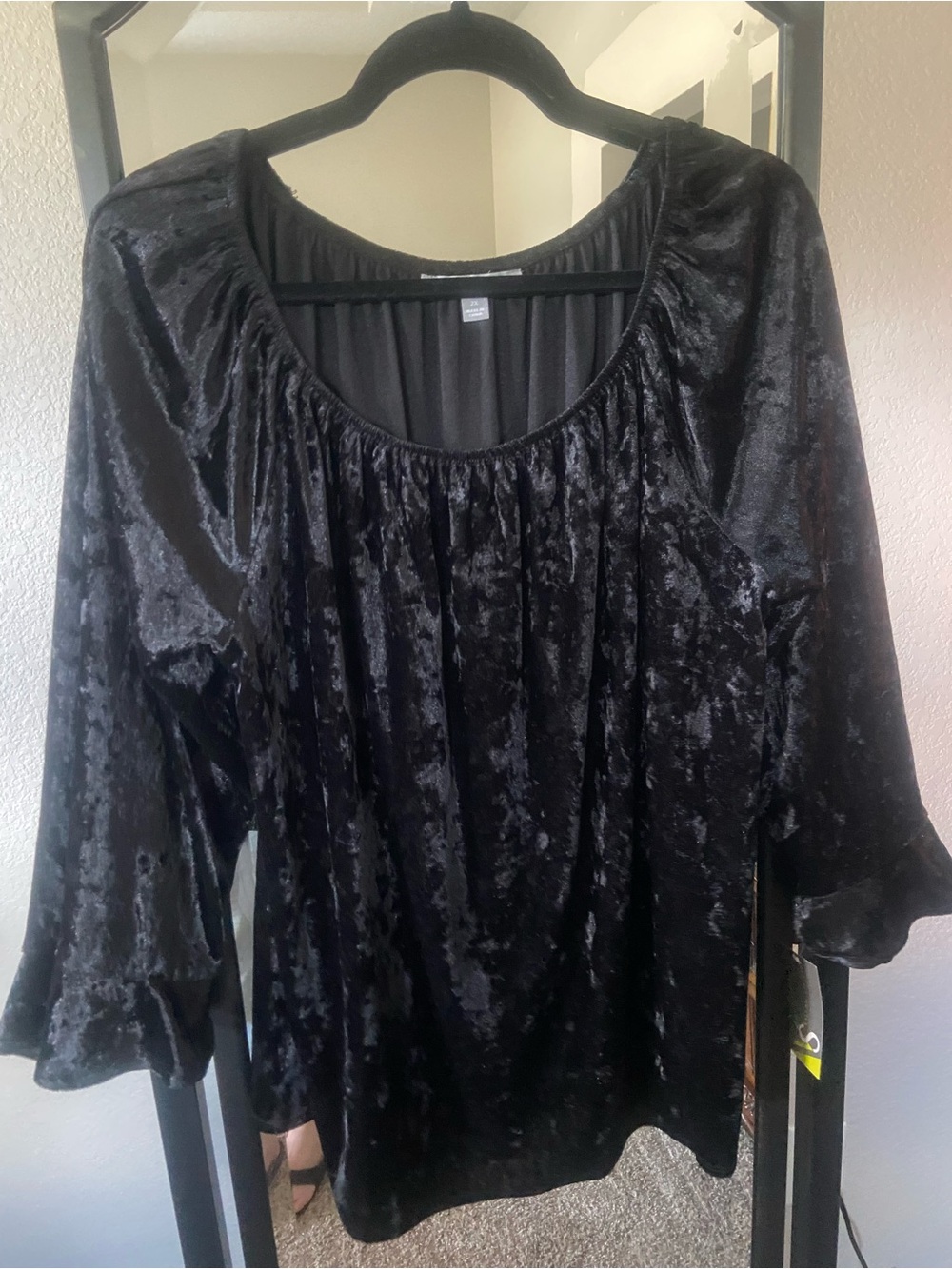 Valerie Stevens Black Velvet Scoop-Neck Blouse